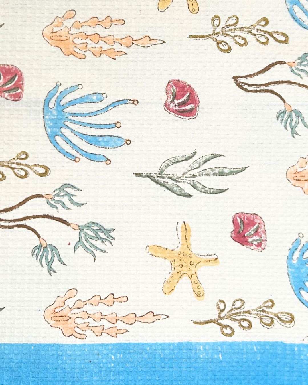 Under the Sea Waffle Cotton Kids Towel