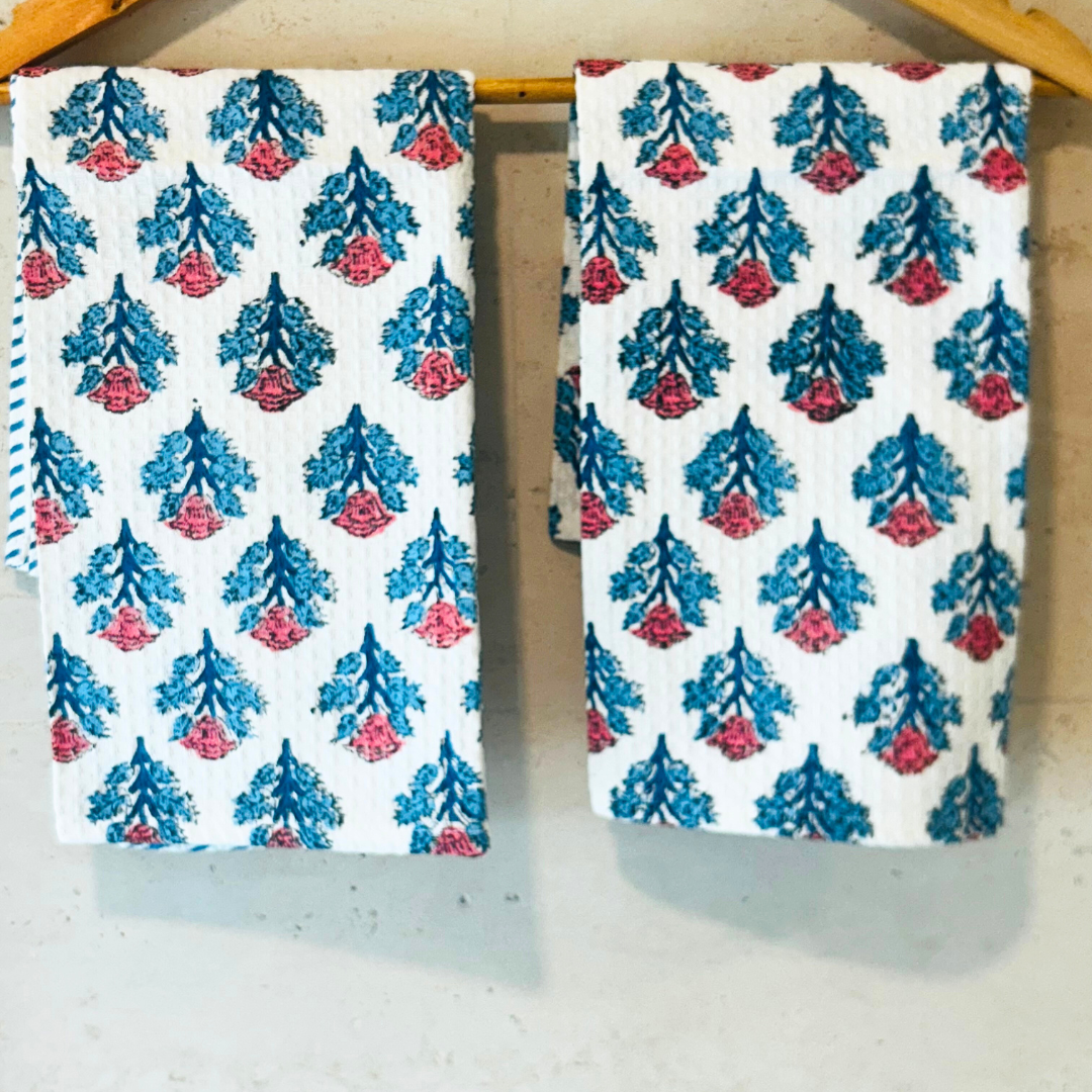 Gulabi Phool Waffle Towel Set