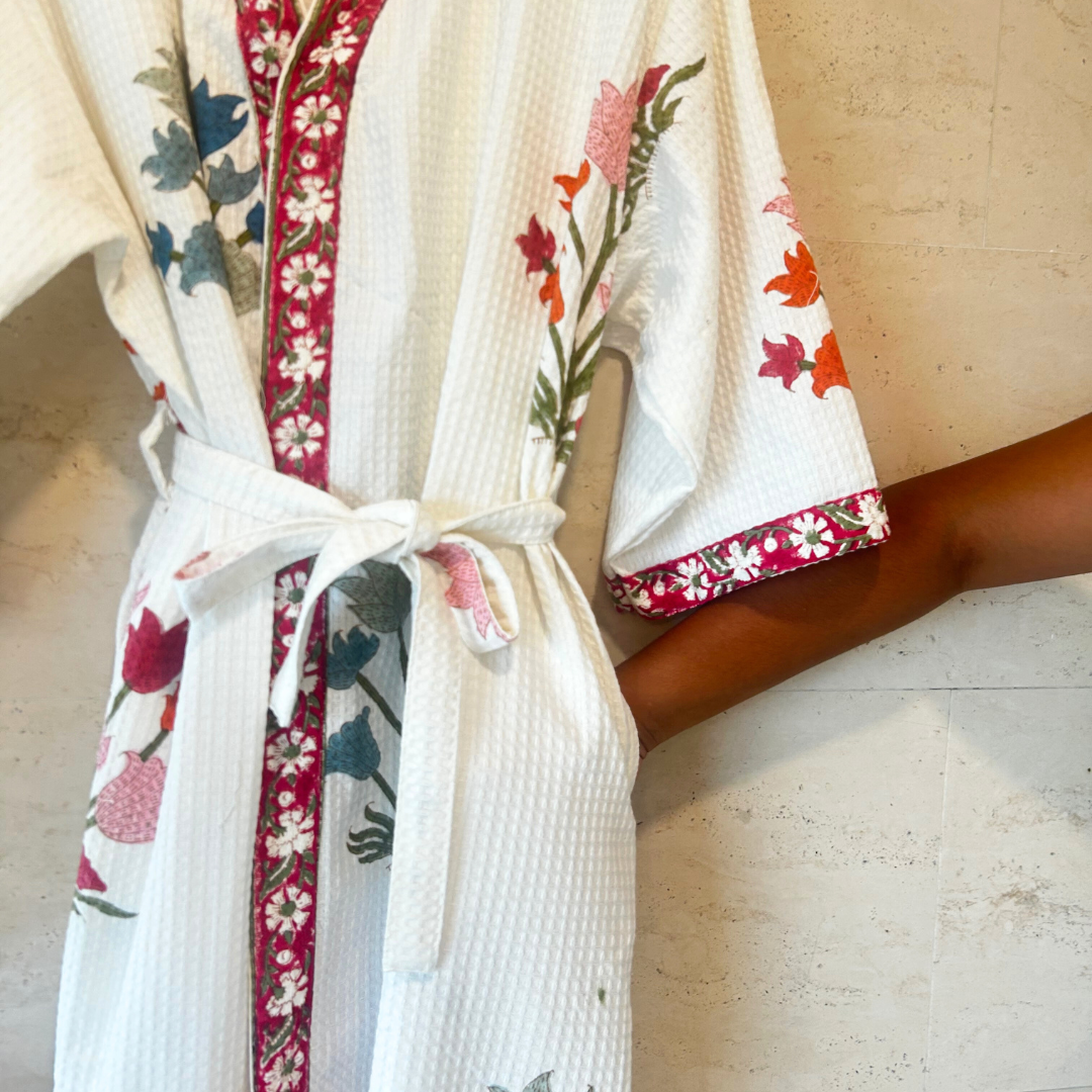 Gulshan Gulabi waffle Bath Robe