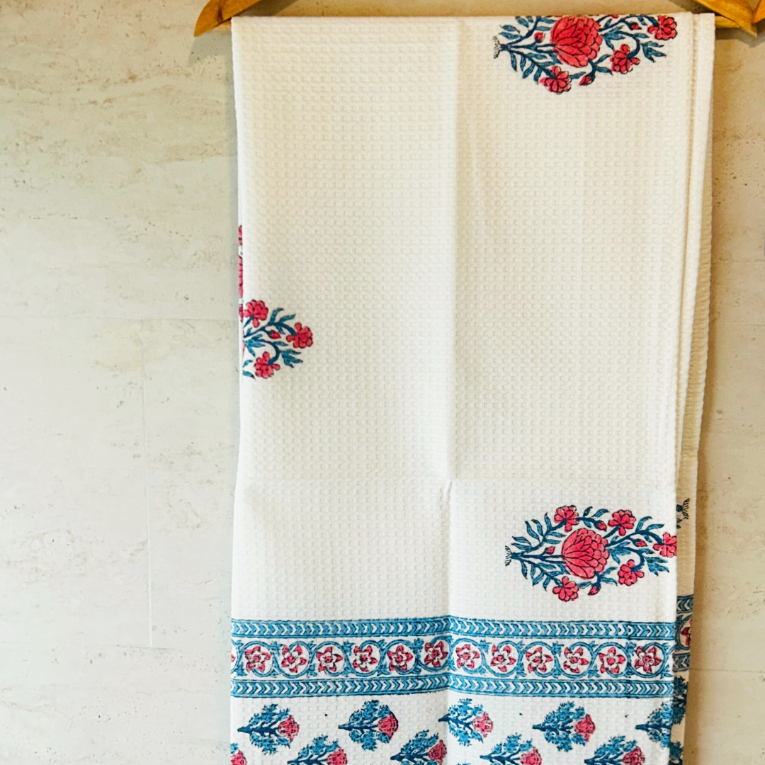 Gulabi Phool Waffle Towel Set