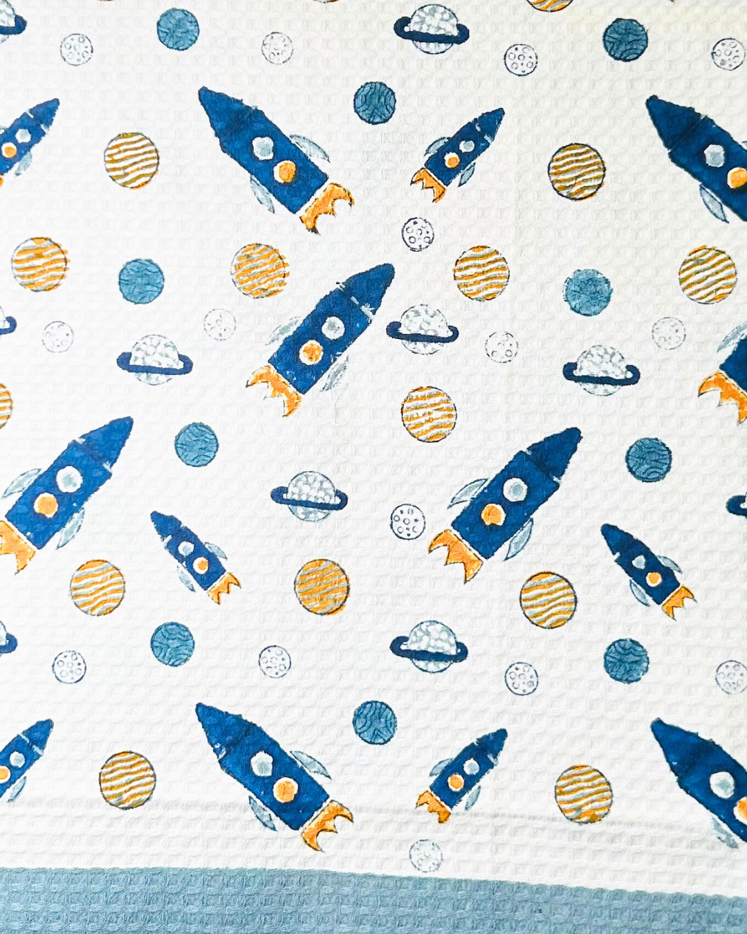 Space Rockets Waffle Cotton Kids Towel