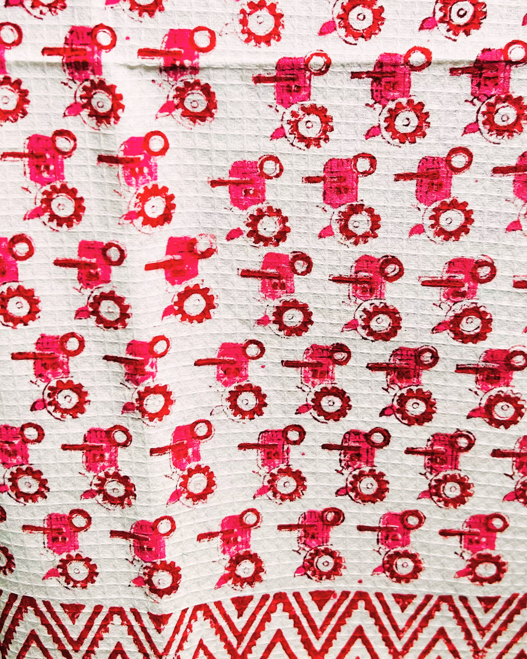 Red Tractor Waffle Cotton Kids Towel