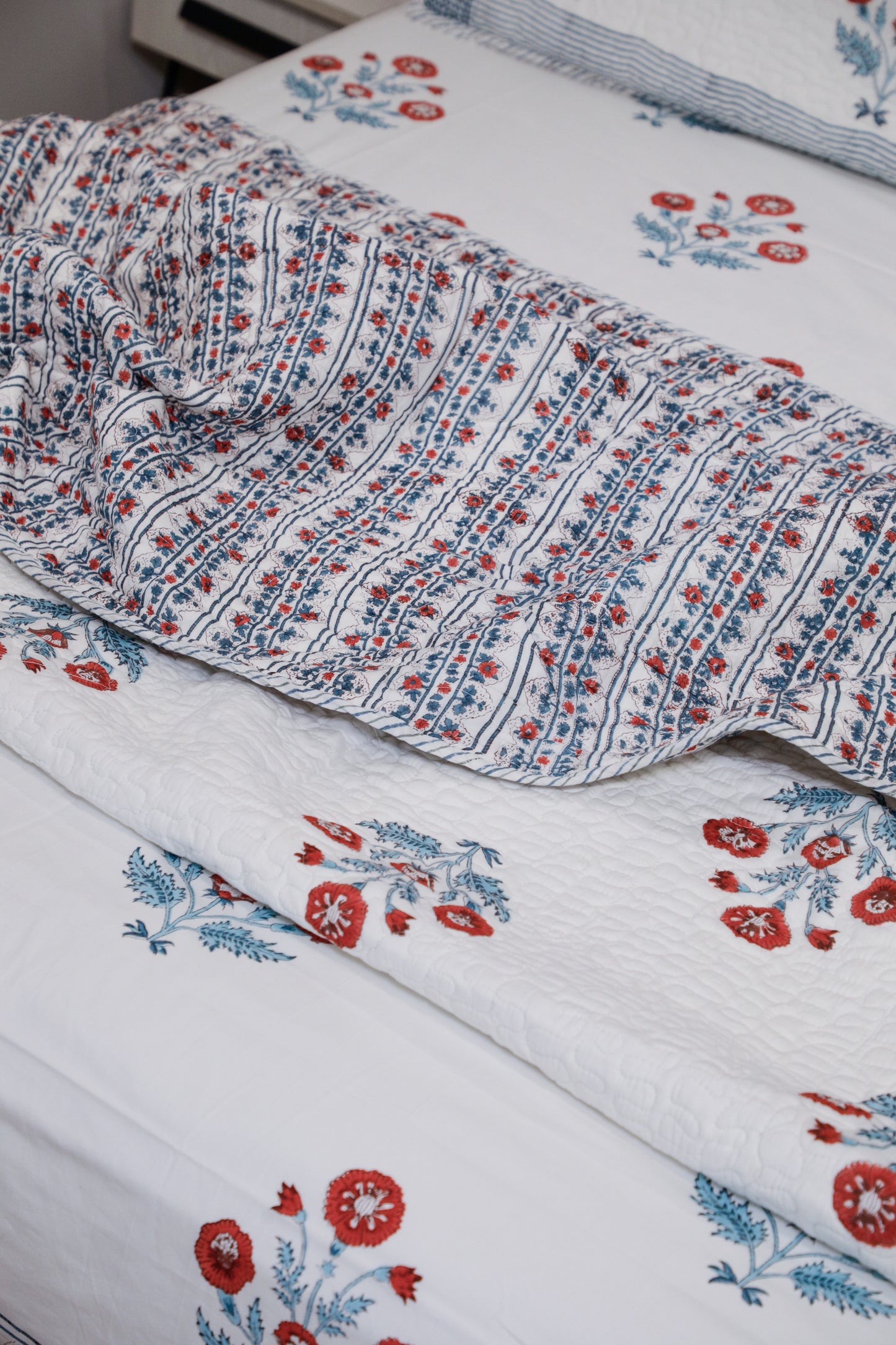 Gulmohar Jaipuri Cotton Dohars ( Set of 2 Single Bed)
