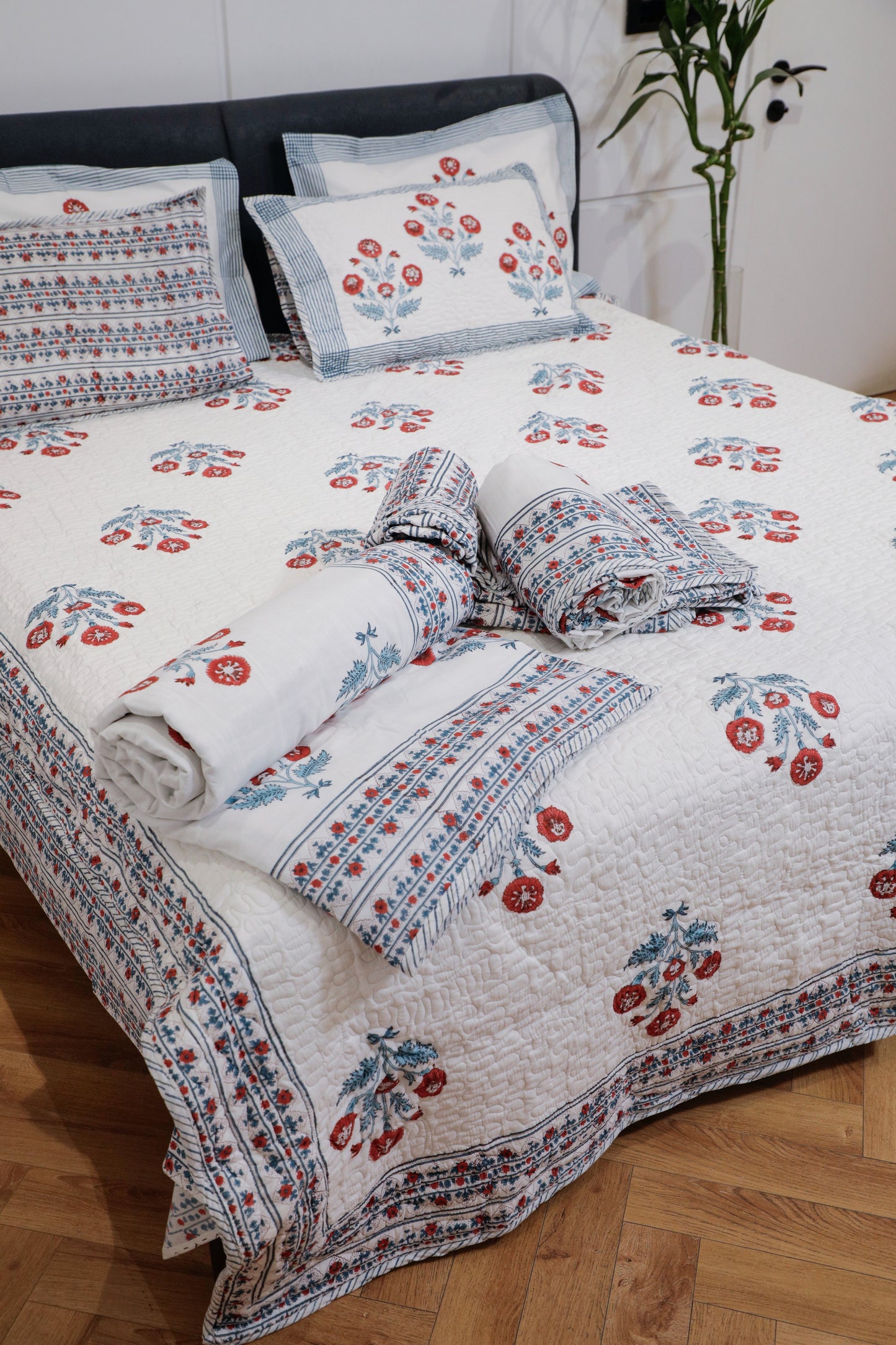 Gulmohar Jaipuri Cotton Dohars ( Set of 2 Single Bed)