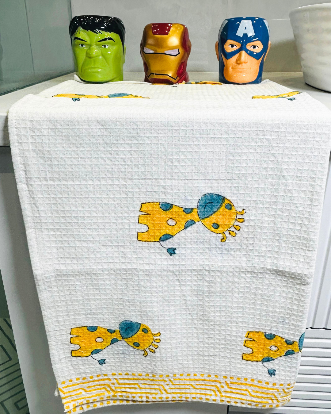 Baby Giraffe Waffle Cotton Kids Towel