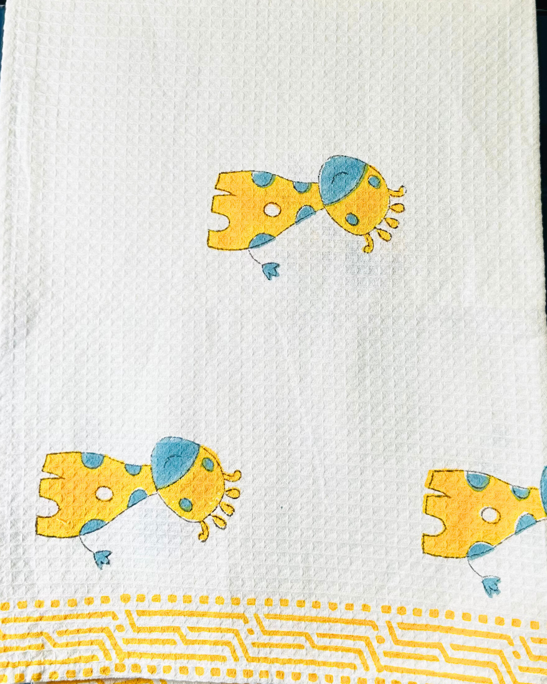 Baby Giraffe Waffle Cotton Kids Towel