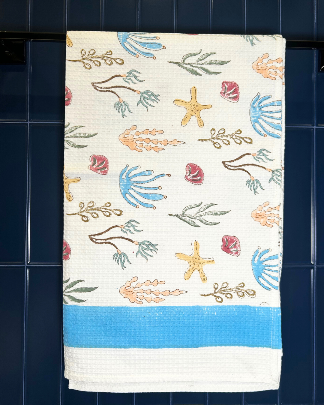 Under the Sea Waffle Cotton Kids Towel
