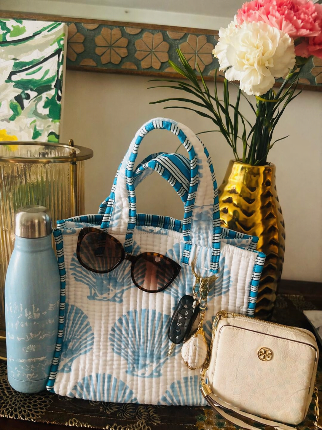 Azure Shell Small Tote Bag