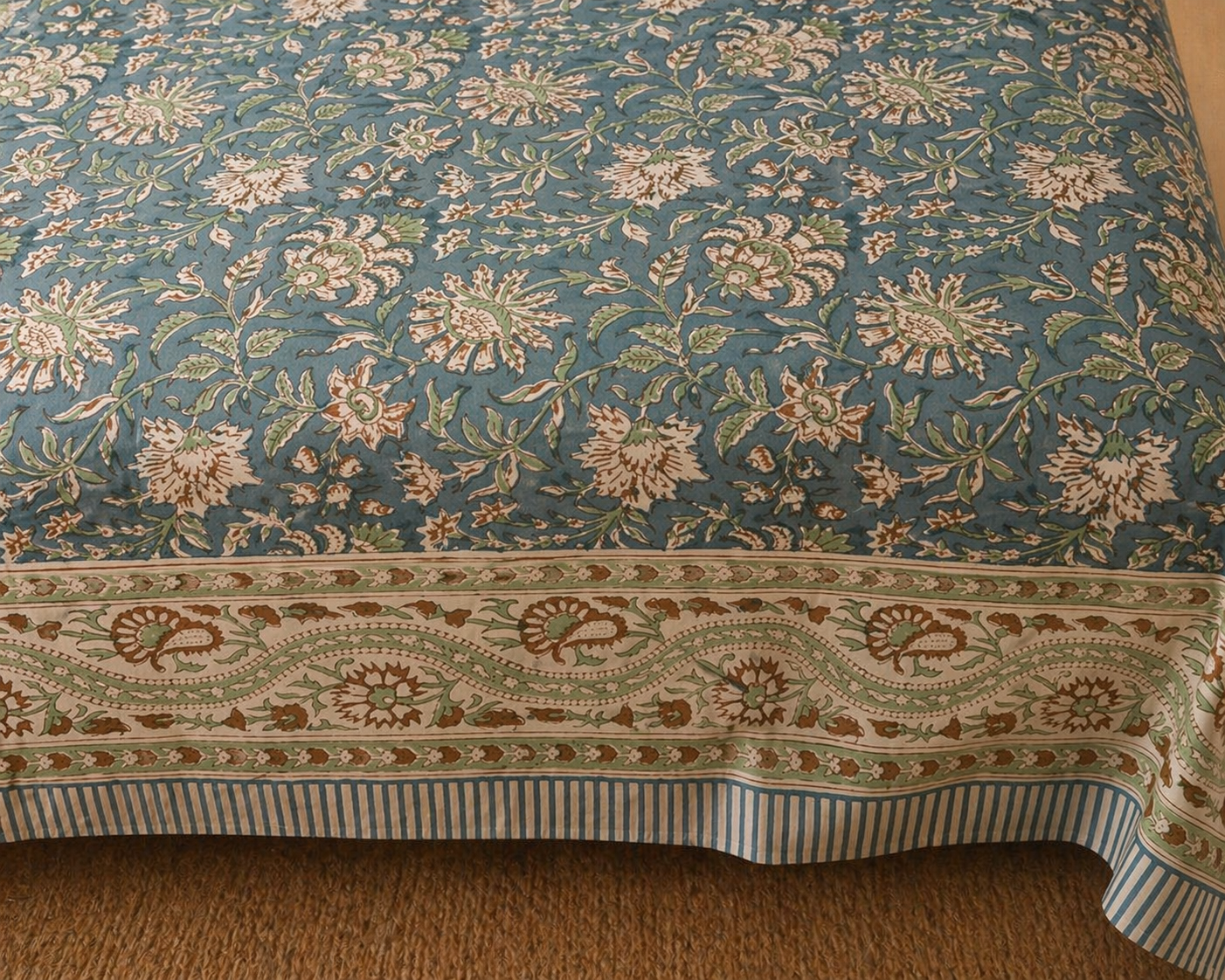 Floral Jaal sage Bedsheet King Size