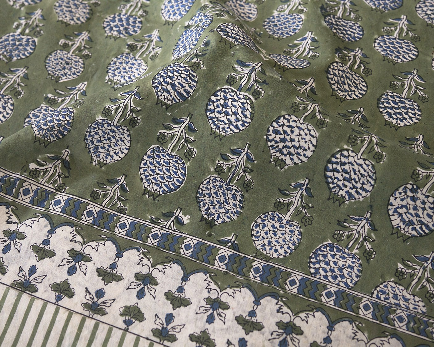Mehendi green and blue Bedsheet / Bedcover