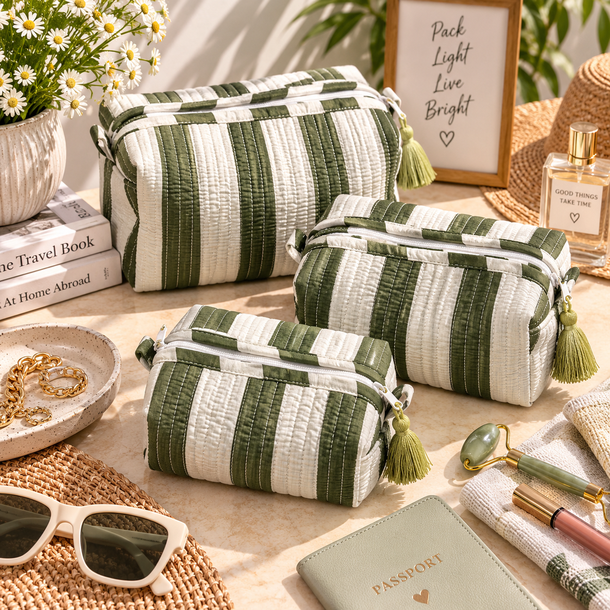Olive Grove Travel Pouches – Set of 3