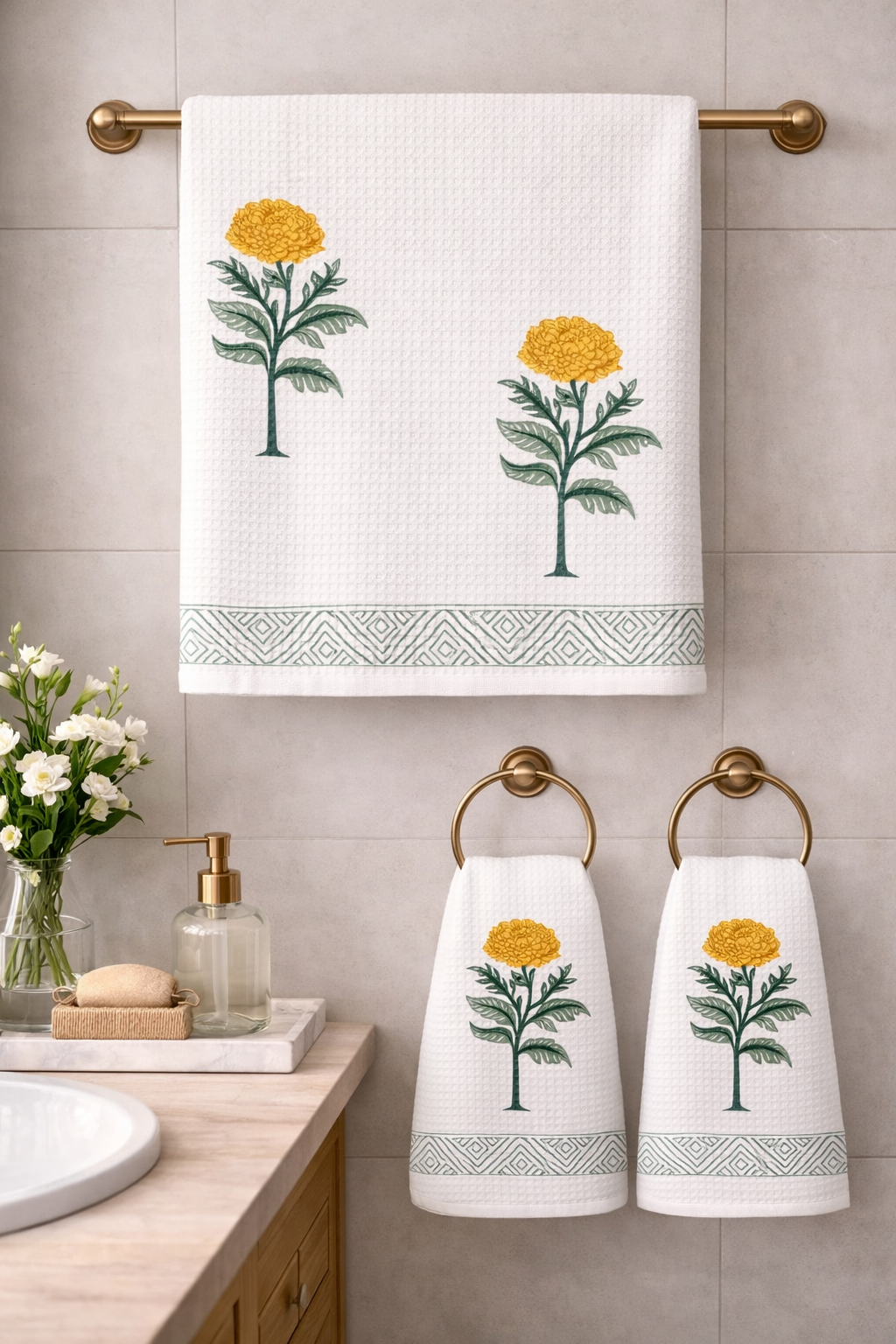 Marigold Meadow Waffle Towel Set