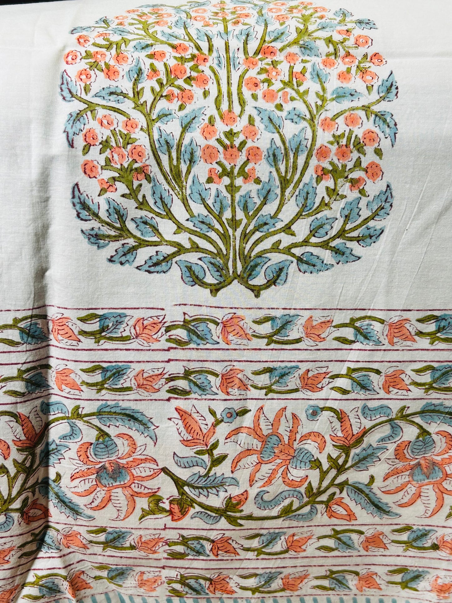 White Blooms Cotton Bedsheet