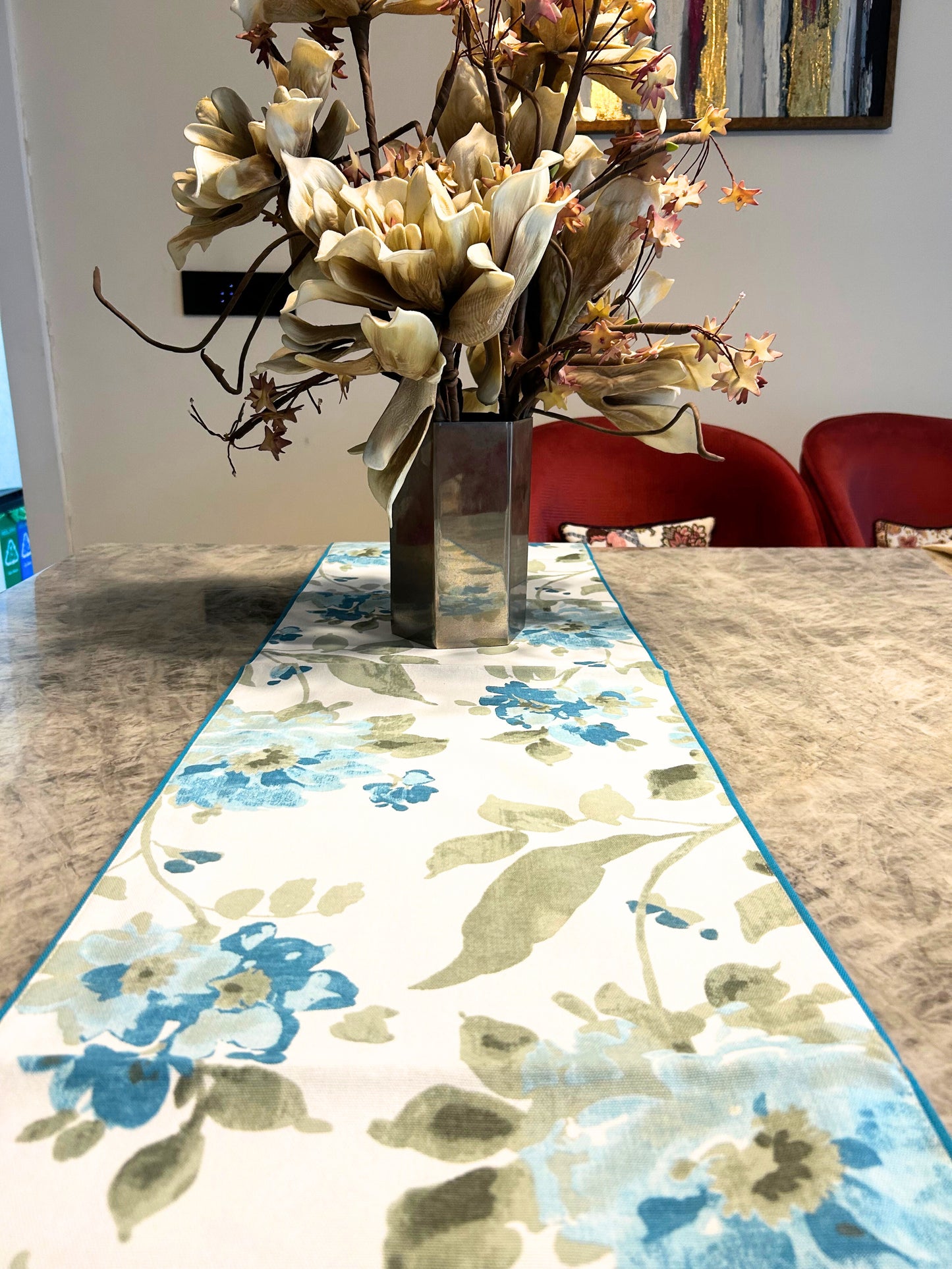 Blue Floral Table Runner