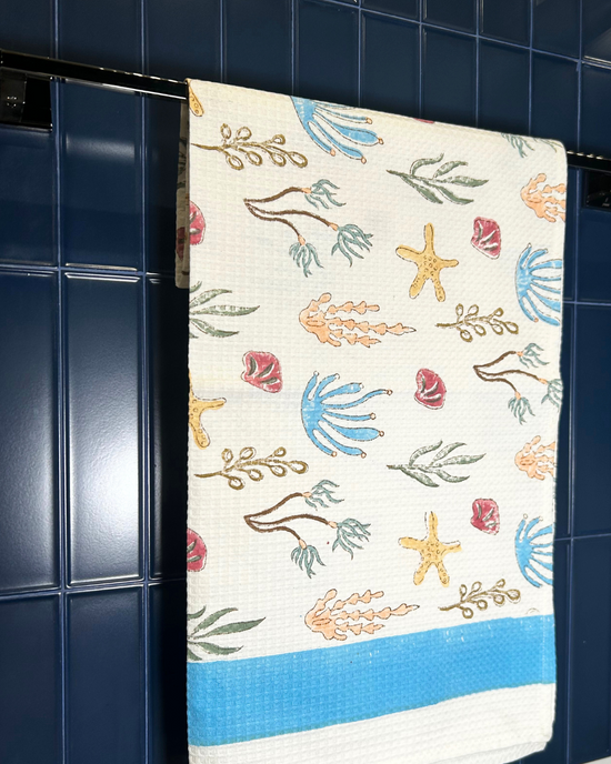 Under the Sea Waffle Cotton Kids Towel
