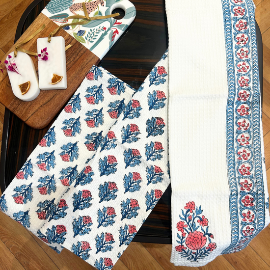 Gulabi Phool Waffle Towel Set