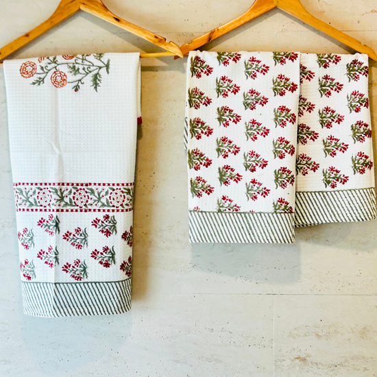 Phulwari Waffle Towel Set