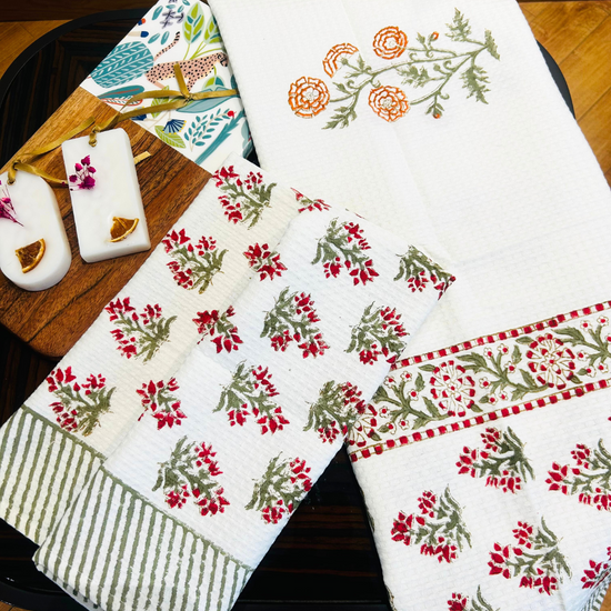 Phulwari Waffle Towel Set