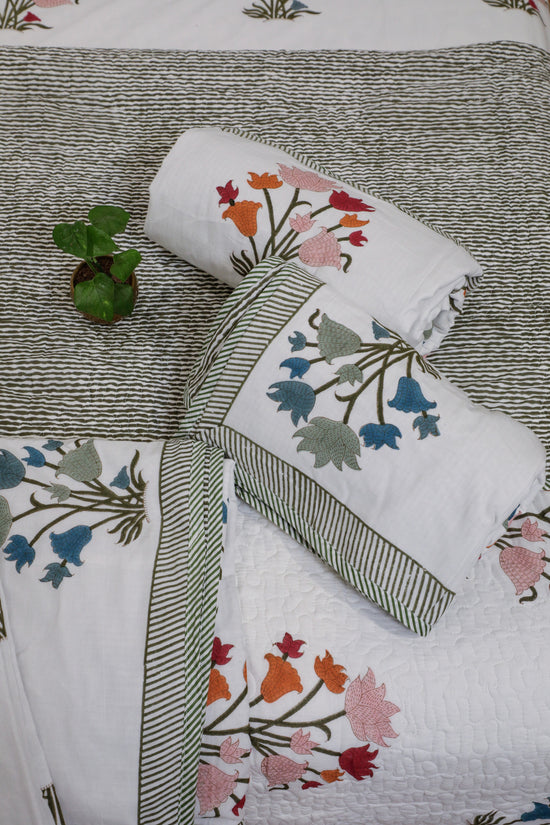 Meadow Bloom Floral Cotton Dohar (Set of 2 Single Bed )
