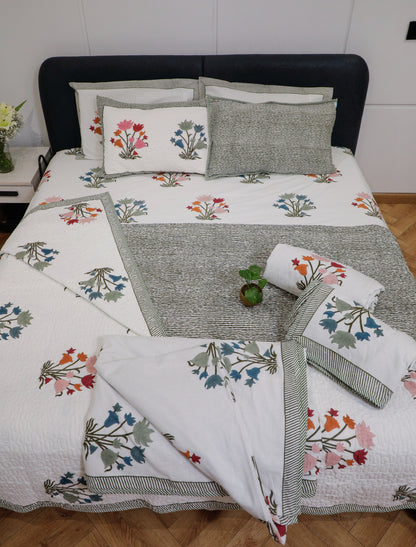 Meadow Bloom Floral Cotton Dohar (Set of 2 Single Bed )