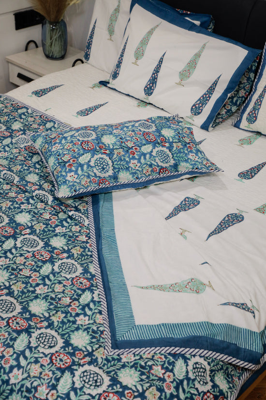 Azure Grove Blue Cotton Dohar (Double Bed )