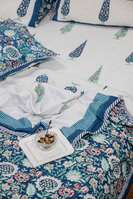 Azure Grove Blue Cotton Dohar (Double Bed )