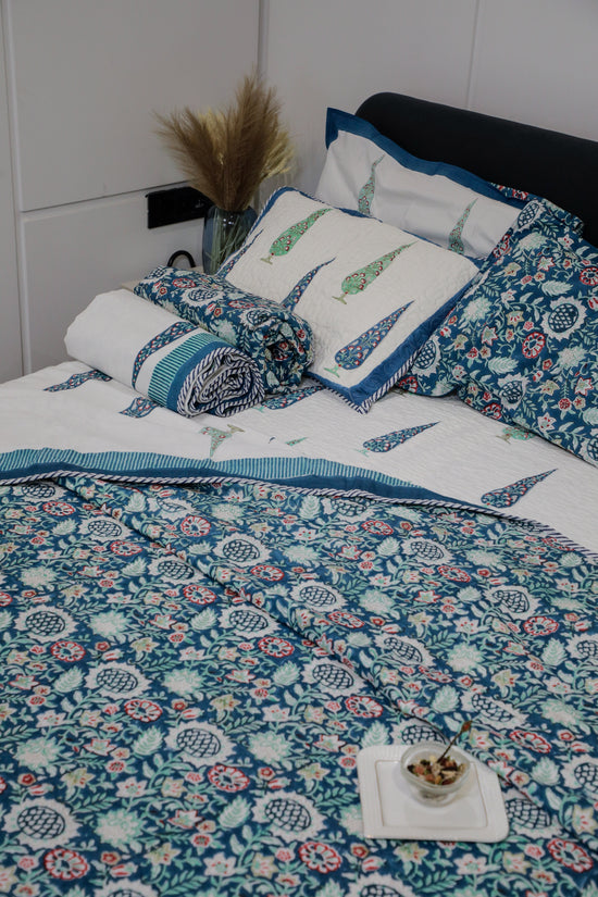 Azure Grove bedding Set ( Bedsheet & Bedcover / Comforter )