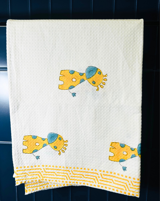 Baby Giraffe Waffle Cotton Kids Towel