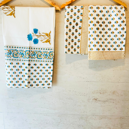 Noor Indigo Waffle Towel Set