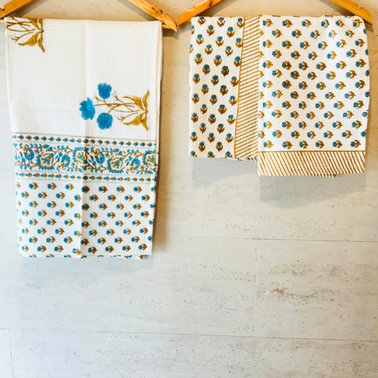 Noor Indigo Waffle Towel Set