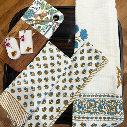 Noor Indigo Waffle Towel Set