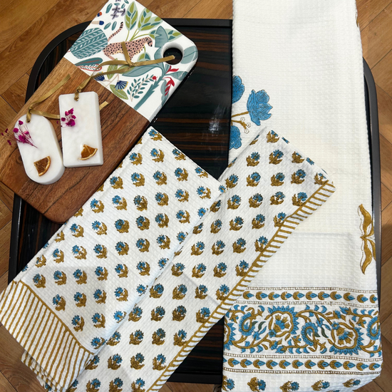 Noor Indigo Waffle Towel Set