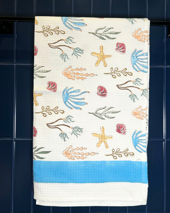 Under the Sea Waffle Cotton Kids Towel