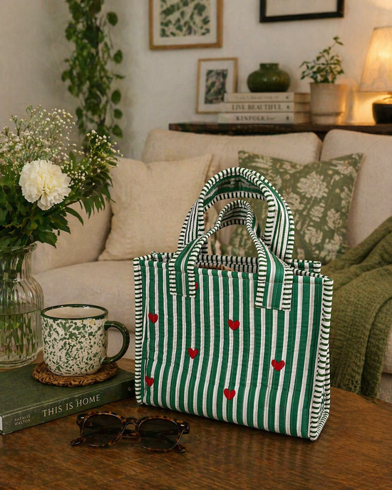 Olive Heart  Small Tote Bag