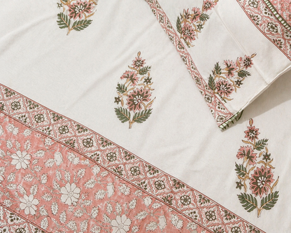 Peach Floral Bedsheet
