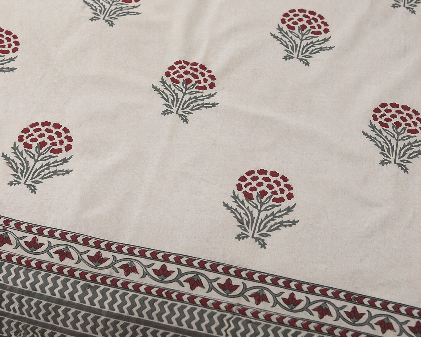 Maroon Floral Buti Bedsheet