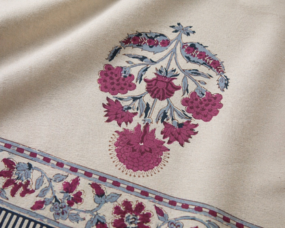 Floral Buta on Beige Bedsheet