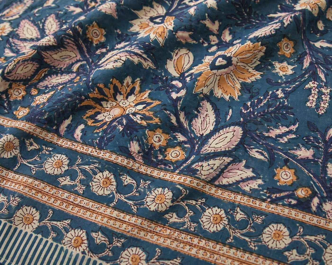 Deep teal Floral Bedsheet Super King Size