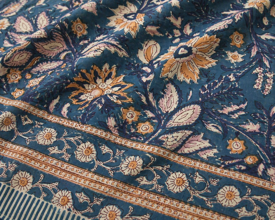 Deep teal Floral Bedsheet Super King Size