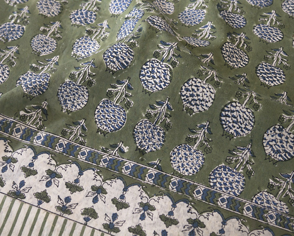 Mehendi green and blue Bedsheet / Bedcover