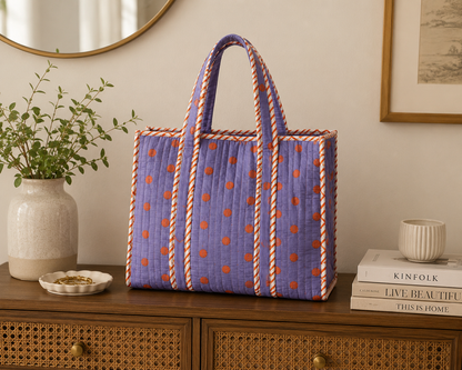 Berry Dot Quilted Medium Size Tote Bag