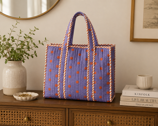 Berry Dot Quilted Medium Size Tote Bag