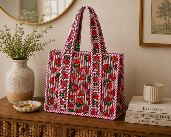 Watermelon Picnic Quilted Medium Tote Bag