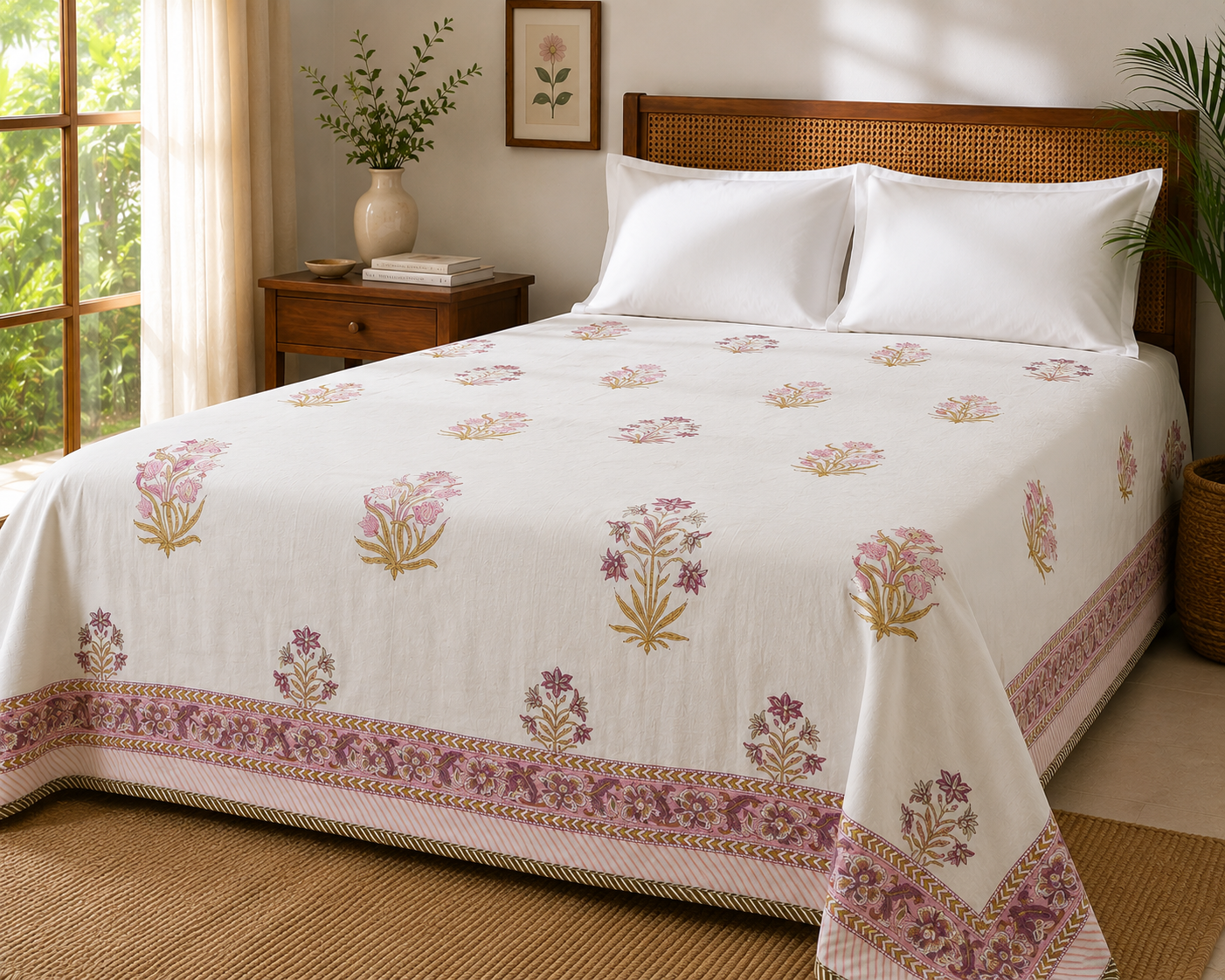 Blush Tulip Reversible Jaipuri Cotton Dohar ( Double Bed)