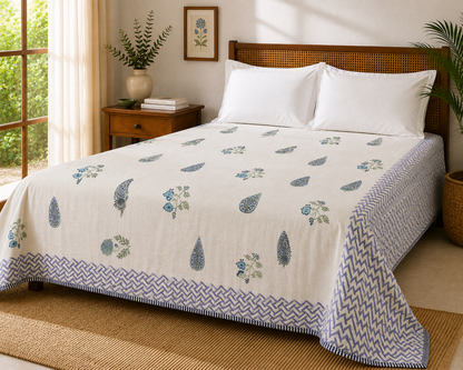 Indigo Meadow Jaipuri Cotton Dohar ( Double Bed)
