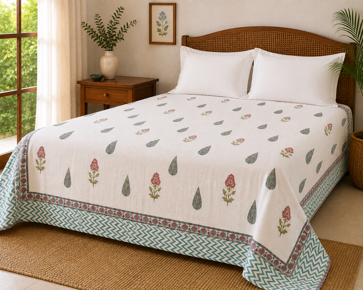 Emerald Buta Jaipuri Cotton Dohar ( Double Bed)
