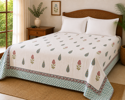 Emerald Buta Jaipuri Cotton Dohar ( Double Bed)