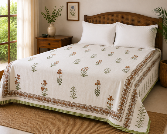 Olive Blossom Jaipuri Cotton Dohar ( Double Bed)