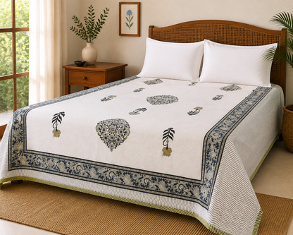 Midnight Bloom Jaipuri Cotton Dohar ( Double Bed)