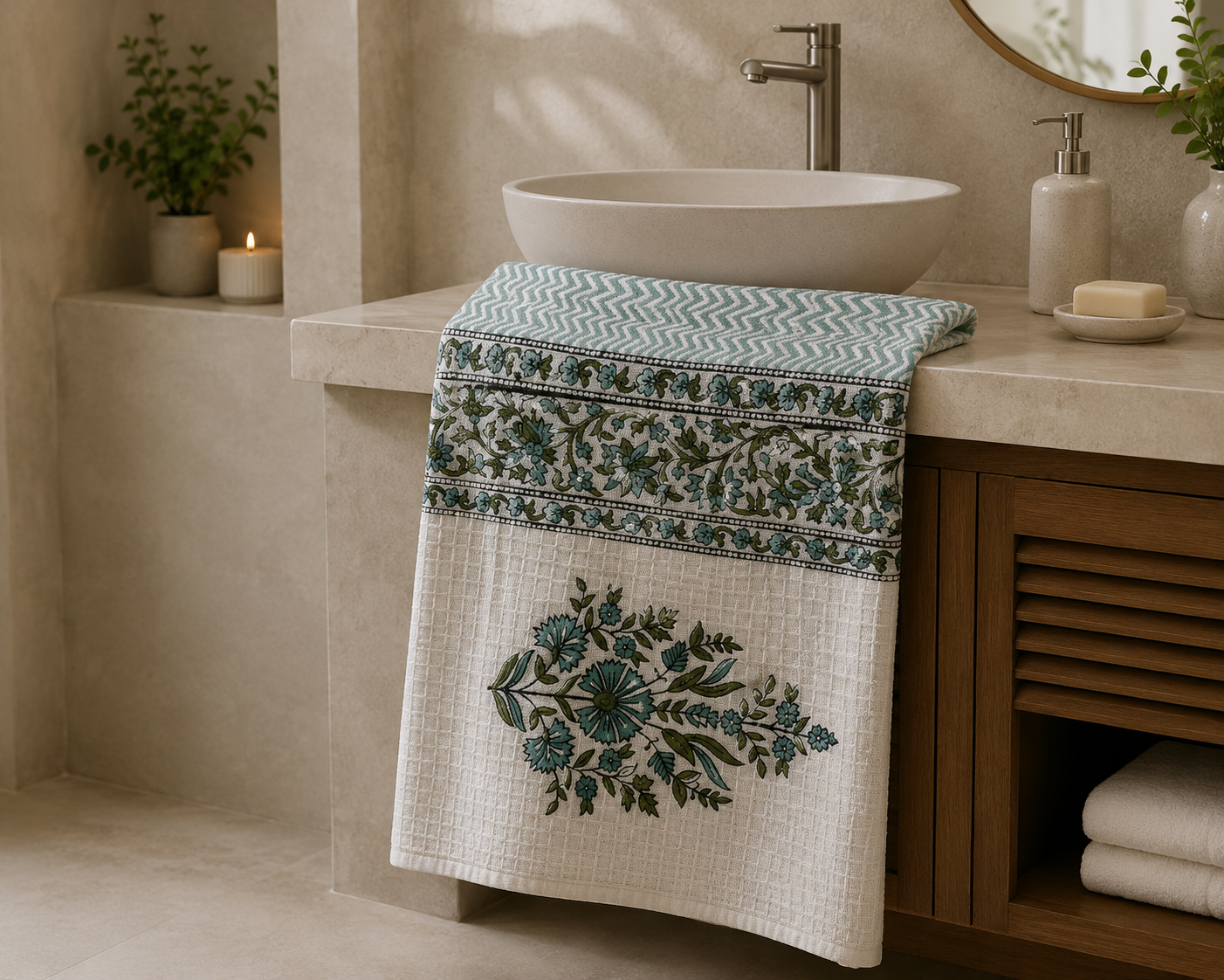 Jal Pushp Waffle Bath Towel